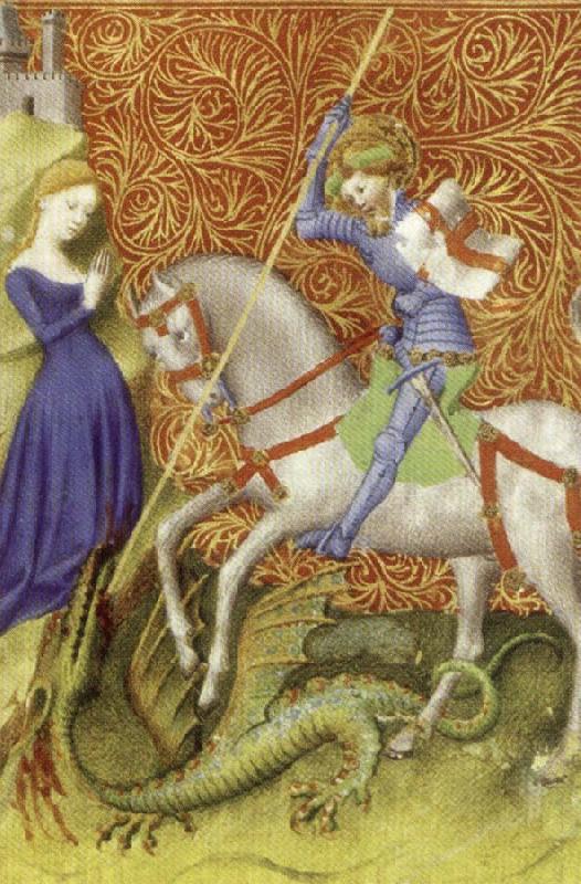 unknow artist Saint George Slaying the Dragon,from Breviary of john the Fearless oil painting picture